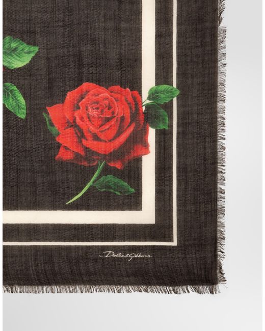 Étole En Coton À Imprimé Roses Dolce & Gabbana en coloris Red
