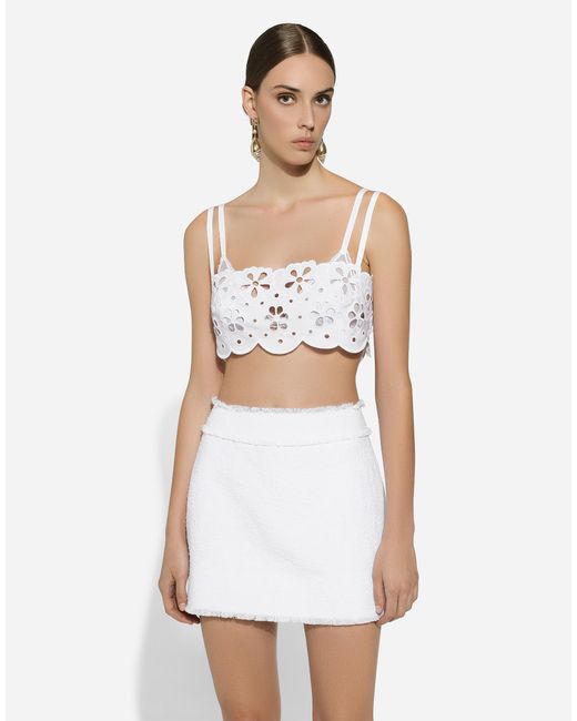 Dolce & Gabbana White Cotton Top With Cut-Out Detailing