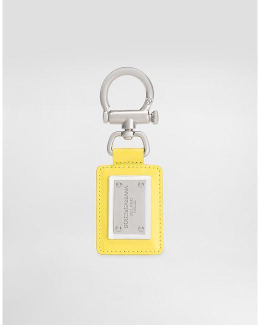 Dolce & Gabbana Smooth Calfskin Keyring in White für Herren