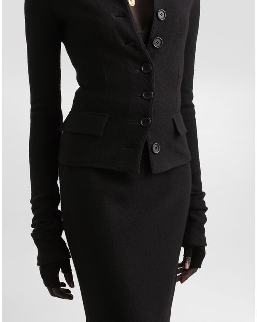 Dolce & Gabbana Black Single-Breastedwool Cloth Jacket