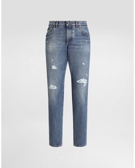 メンズ Dolce & Gabbana Regular Cotton Jeans Blue