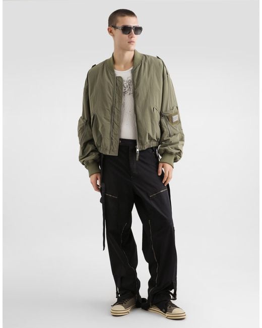 Dolce & Gabbana Green Wavy Nylon Bomber Jacket for men