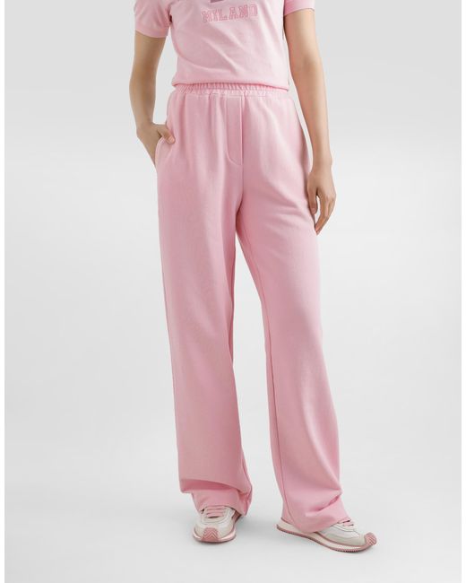 Dolce & Gabbana Pink Jersey Jogging Pants With Dg Logo Embroidery
