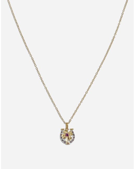 Dolce & Gabbana White Good Luck Necklace 18 Carat And And Rubies for men