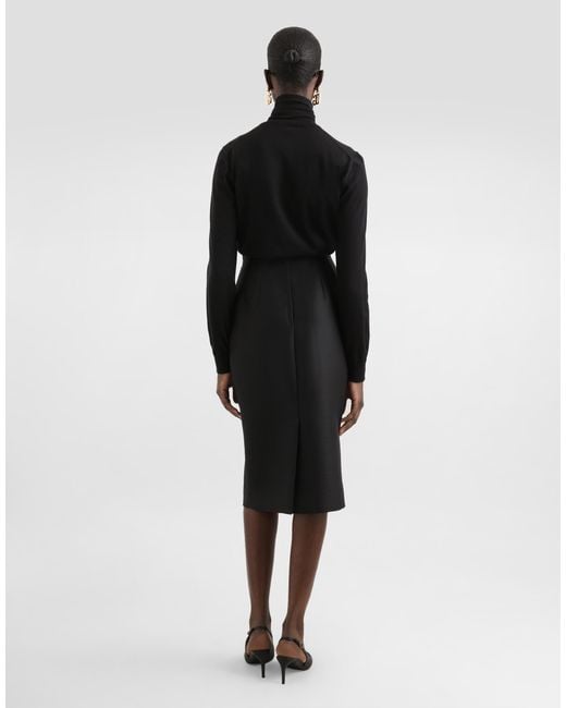 Dolce & Gabbana Black Faille Sheath Skirt