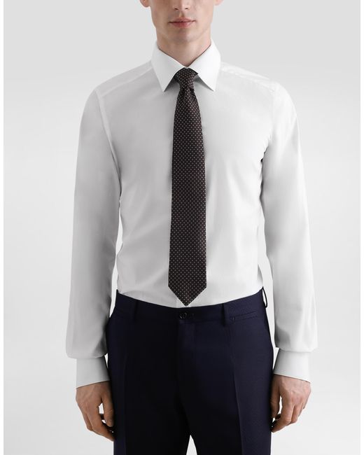 Dolce & Gabbana White Micro-Design Jacquard Tie for men