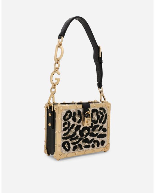 Dolce & Gabbana White Tasche Dolce Box Aus Satin Mit Stickerei