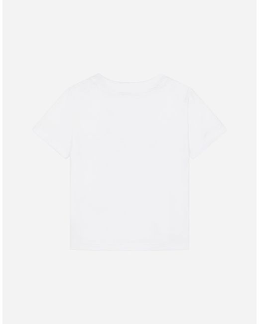 Dolce & Gabbana White Jersey T-Shirt With Dg Heart Print