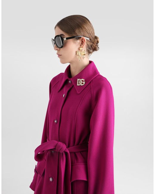 Dolce & Gabbana ウールクレープ シングルブレスト コート Purple