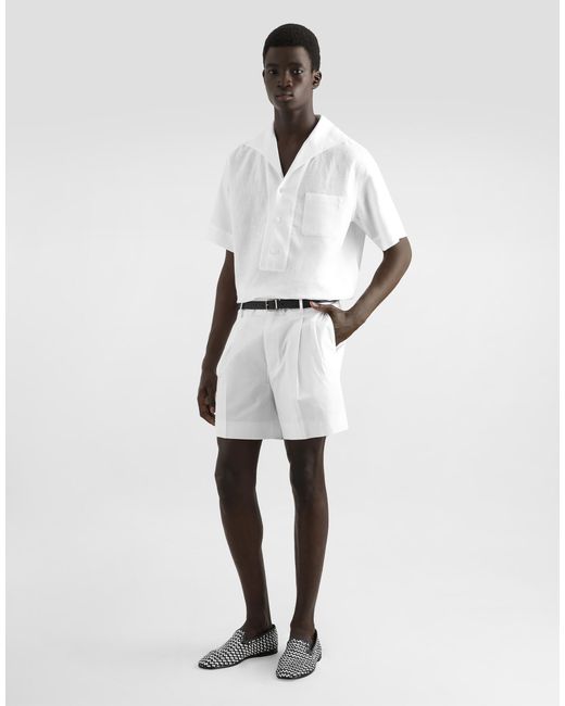 メンズ Dolce & Gabbana Cotton Gabardine Shorts With Double Darts White