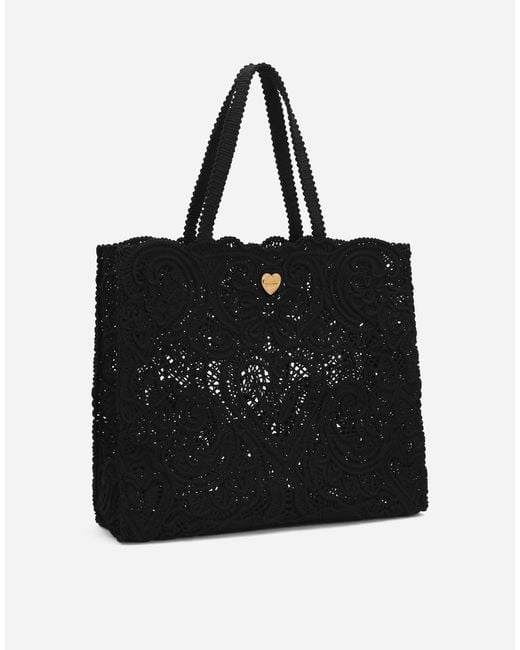 Dolce & Gabbana Black Large Cordonetto Lace Beatrice Bag
