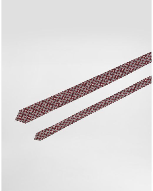 Dolce & Gabbana White Martini Tie With Jacquard Micro-Designs And Logo for men