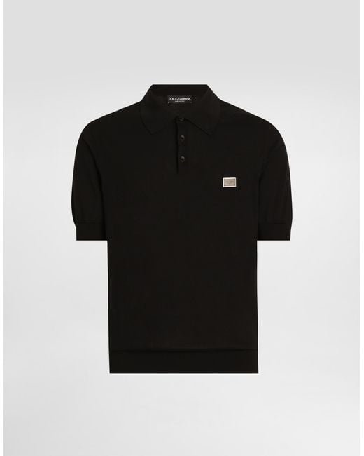 Dolce Gabbana Men's Black Cotton Polo-Shirt With Logo Tag