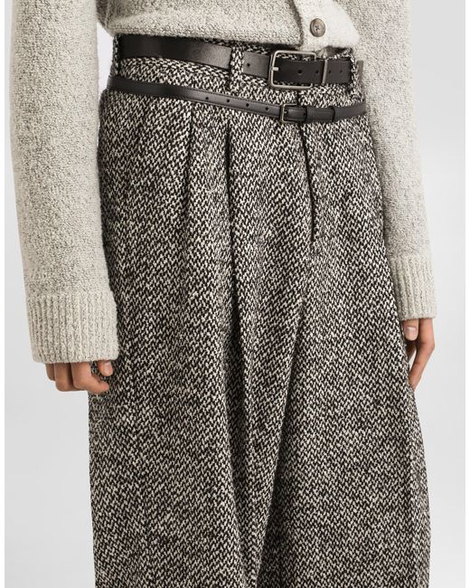 Dolce & Gabbana Fischgräten-Hose Mit Falten in Gray für Herren