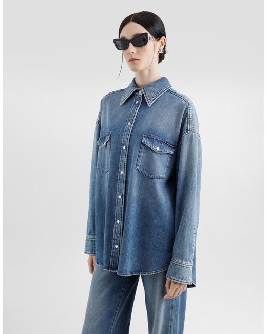 Dolce & Gabbana Blue Oversize Denim Shirt