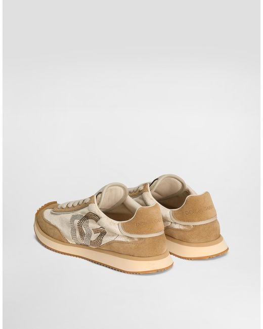 Dolce & Gabbana Natural Mixed-Material Dg Cushion Sneakers