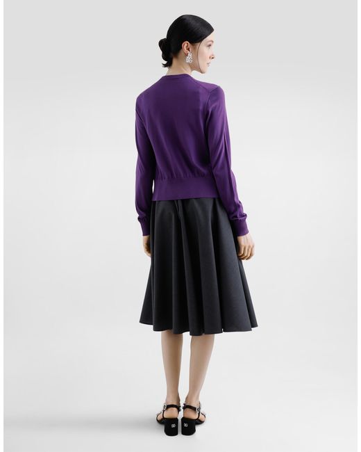 Dolce & Gabbana Blue Woolen Midi Circle Skirt