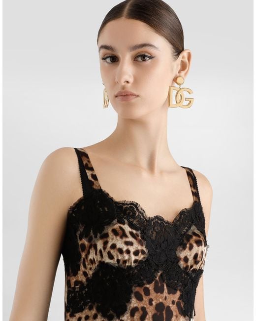 Dolce & Gabbana Black Printed Midi Dress