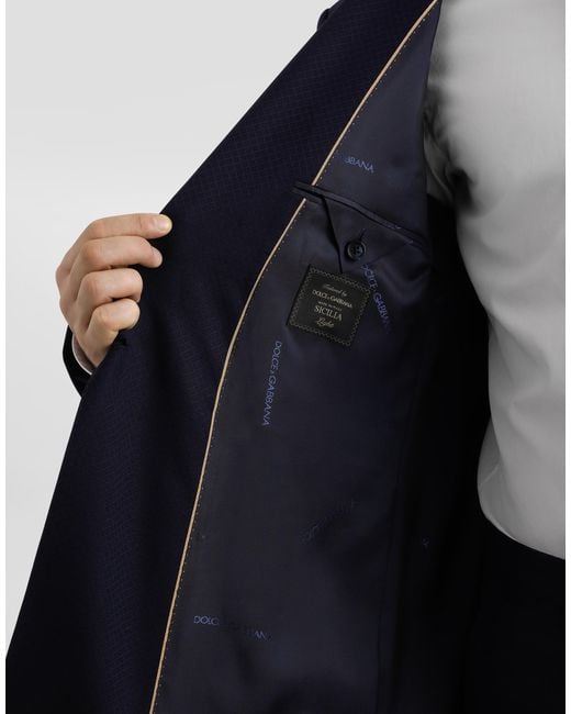 Dolce & Gabbana Double-Breasted Micro-Patterned Wool Suit in Blue für Herren