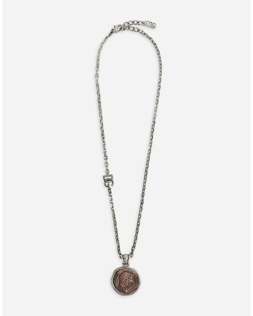 Chillido temblor Adular Collar redondo con moneda y logotipo DG Dolce & Gabbana de hombre de color  Blanco | Lyst