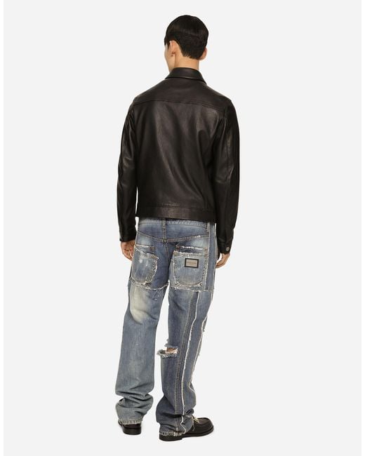 Dolce & Gabbana Black Leather Jacket for men