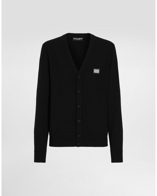 Dolce & Gabbana メンズ ブラック カーディガン ウール＆カシミア ロゴ 