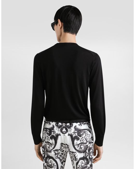 メンズ Dolce & Gabbana シルク クルーネック プルオーバー Black
