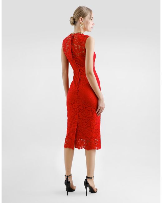 Dolce & Gabbana Red Calf-Length Sheath Dress