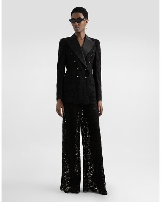 Dolce & Gabbana タ―リントンフィット フローラルロゴ コードレース ダブルブレスト ジャケット Black