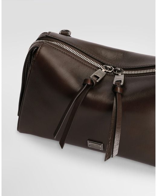 Dolce & Gabbana Black Vittoria Tempesta Calfskin Bag for men