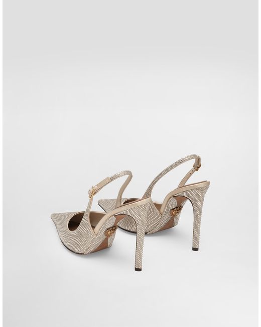 Dolce & Gabbana White Devotion Satin Slingback With Rhinestones