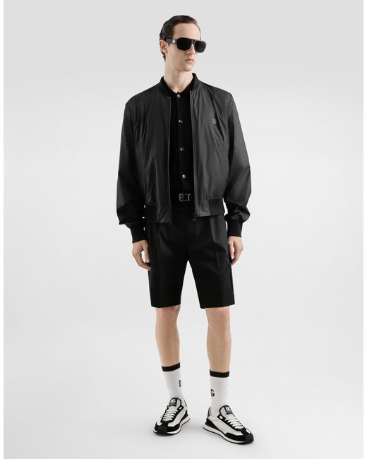 Bómber De Tejido Técnico Con Placa Dolce & Gabbana de hombre de color Black