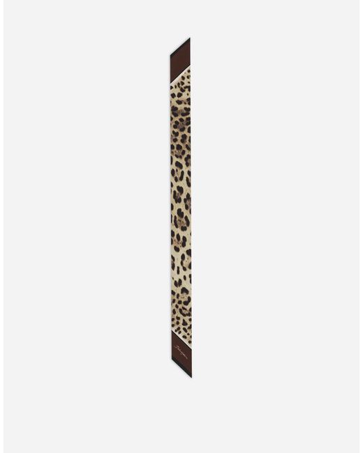 Dolce & Gabbana バンドゥスカーフ 6X100 ツイル レオパードプリント Brown
