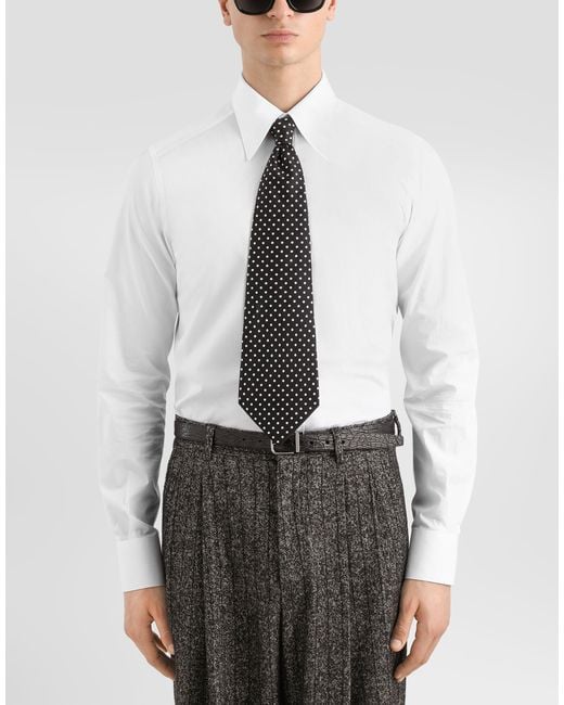 Dolce & Gabbana White Polka Dot Jacquard Tie for men