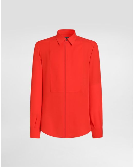 Dolce & Gabbana Red Crêpe De Chine Silk Martini Shirt for men