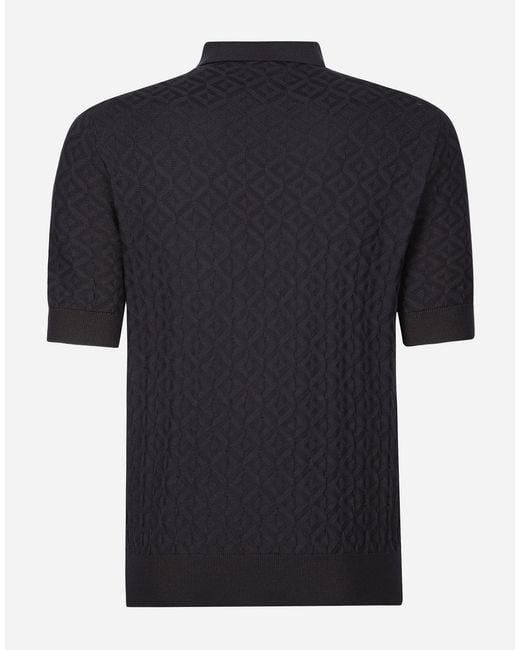 Dolce & Gabbana Black Short-Sleeved Silk Polo-Shirt for men
