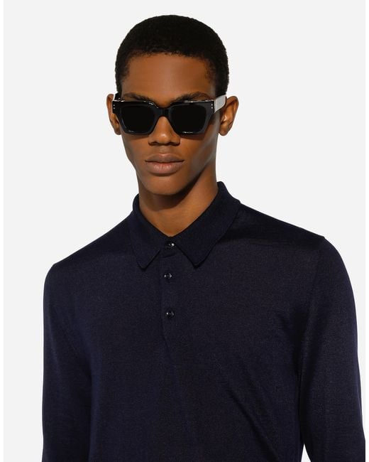 Polo De Cachemira Y Seda Dolce & Gabbana de hombre de color Blue