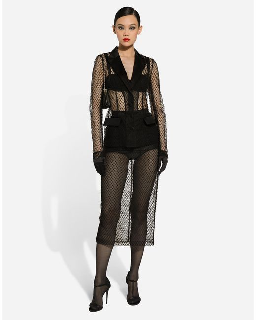 Dolce & Gabbana Black Single-Breasted Mesh Dolce Tuxedo Jacket