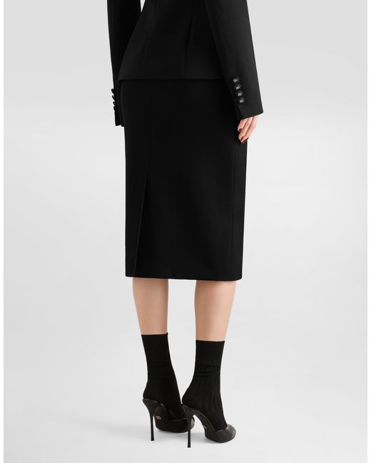 Dolce & Gabbana Black Double Wool Crêpe Skirt