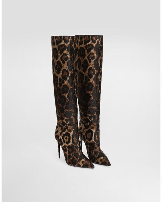 Dolce & Gabbana Black Leopard Knee-high Boots 105