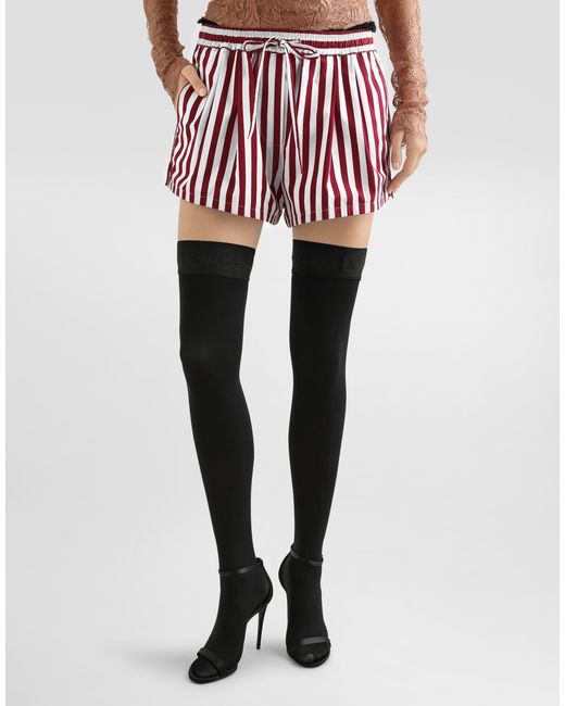 Dolce & Gabbana Red Striped Poplin Culottes Shorts