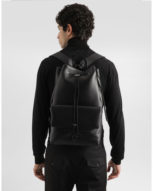 Dolce & Gabbana Rucksack Aus Kalbsnappaleder in Black für Herren