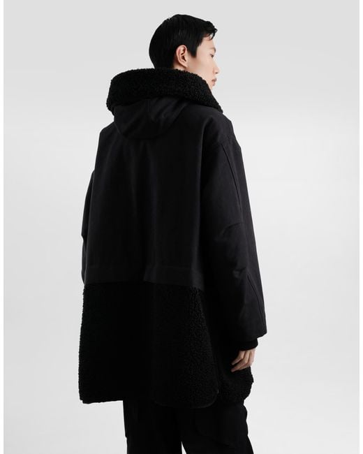 Dolce & Gabbana Black Waxed Long Down Jacket for men