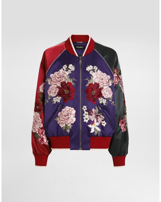 Dolce & Gabbana Men's Red Satin Jacket With Patch