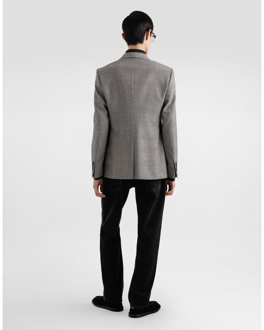 Dolce & Gabbana Gray Glen Plaid Single-Breasted Sicilia Light Jacket for men