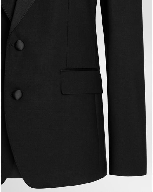 Dolce & Gabbana Black Single-Breasted Wool Tuxedo Sicilia Light Suit for men