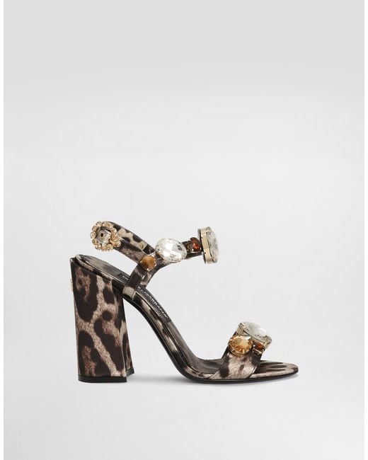 Dolce & Gabbana White Satin Sandals With Gemstone Embellishment