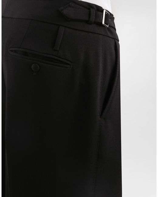 Dolce & Gabbana Black Wool Gabardine Trousers for men