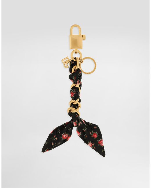 Dolce & Gabbana Multicolor Printed Satin Keychain