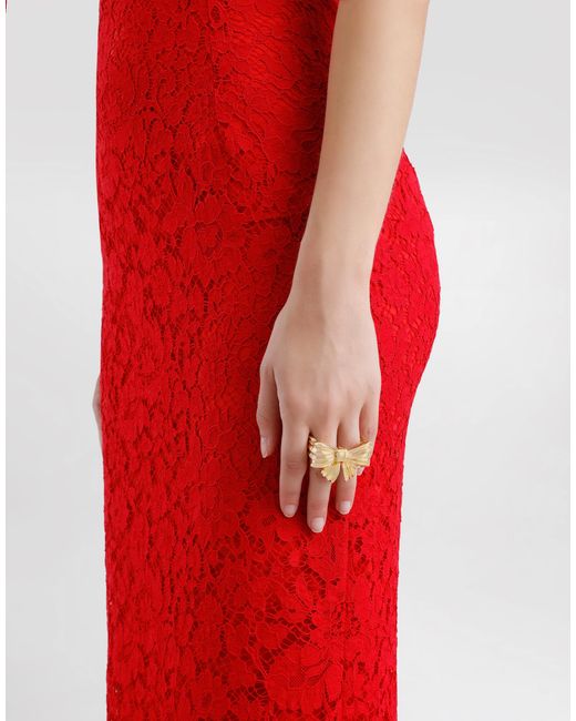 Dolce & Gabbana Red Calf-Length Sheath Dress